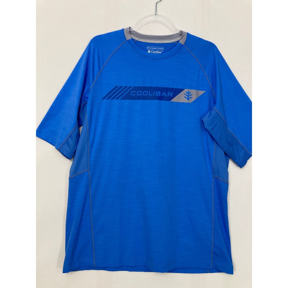 Coolibar Sun Protection Shirt Large Blue UPF 50+ Performance‎ T-Shirt Logo